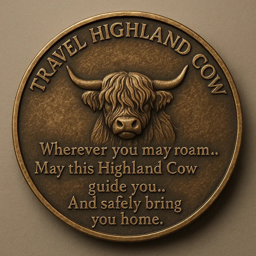 Travel Highland Cow Coin