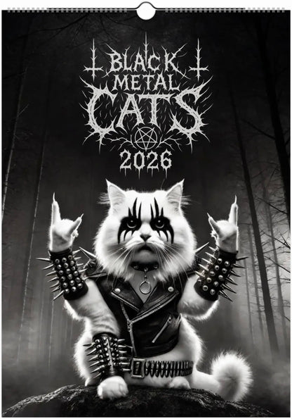 Black Metal Cats 2026 - Wall Calendar 2026
