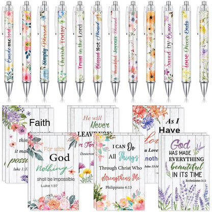 ✝️Christian Gifts Set: Motivational Pens & Bible Verse Notebooks – Inspire Your Faith Journey🌸