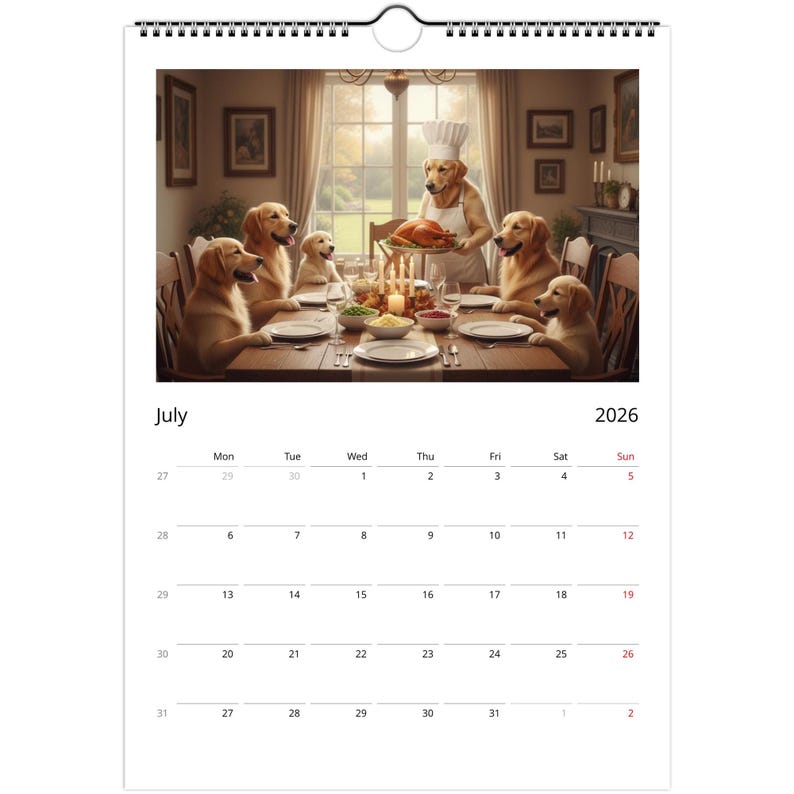 Golden Retriever dog Calendar 2026 - Daily Activities