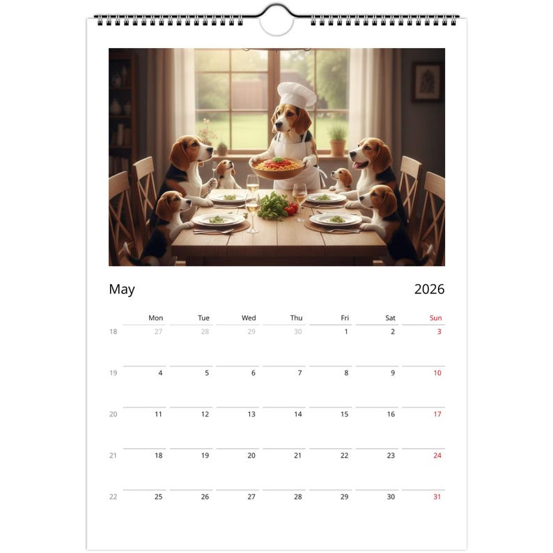 Beagle dog Calendar 2026 - Daily Activities